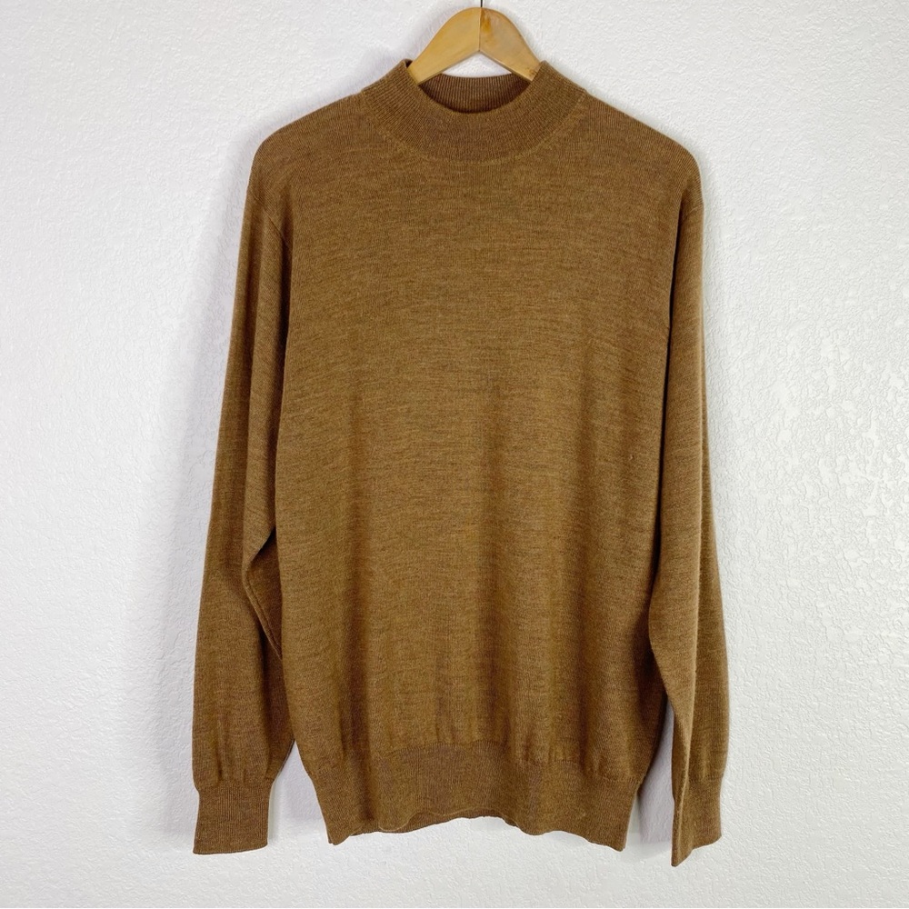 Neiman Marcus Brown Wool Silk Cashmere Blend Knit Pullover Sweater